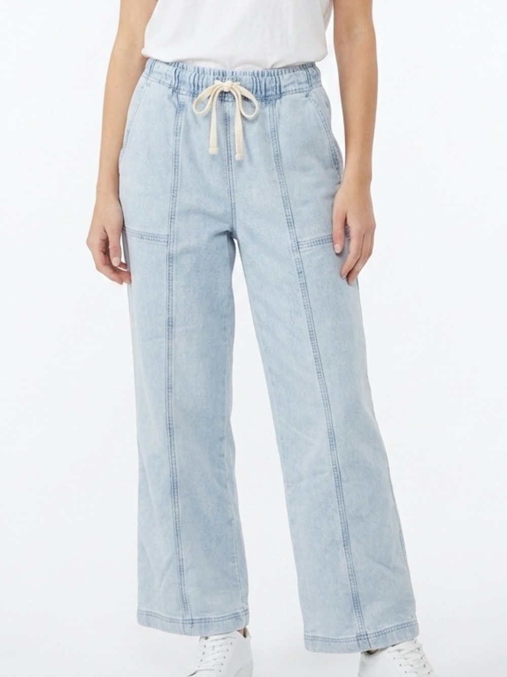 AERIE | Light Blue Wide-Leg Drawstring Jeans Women’s Size Small Short
